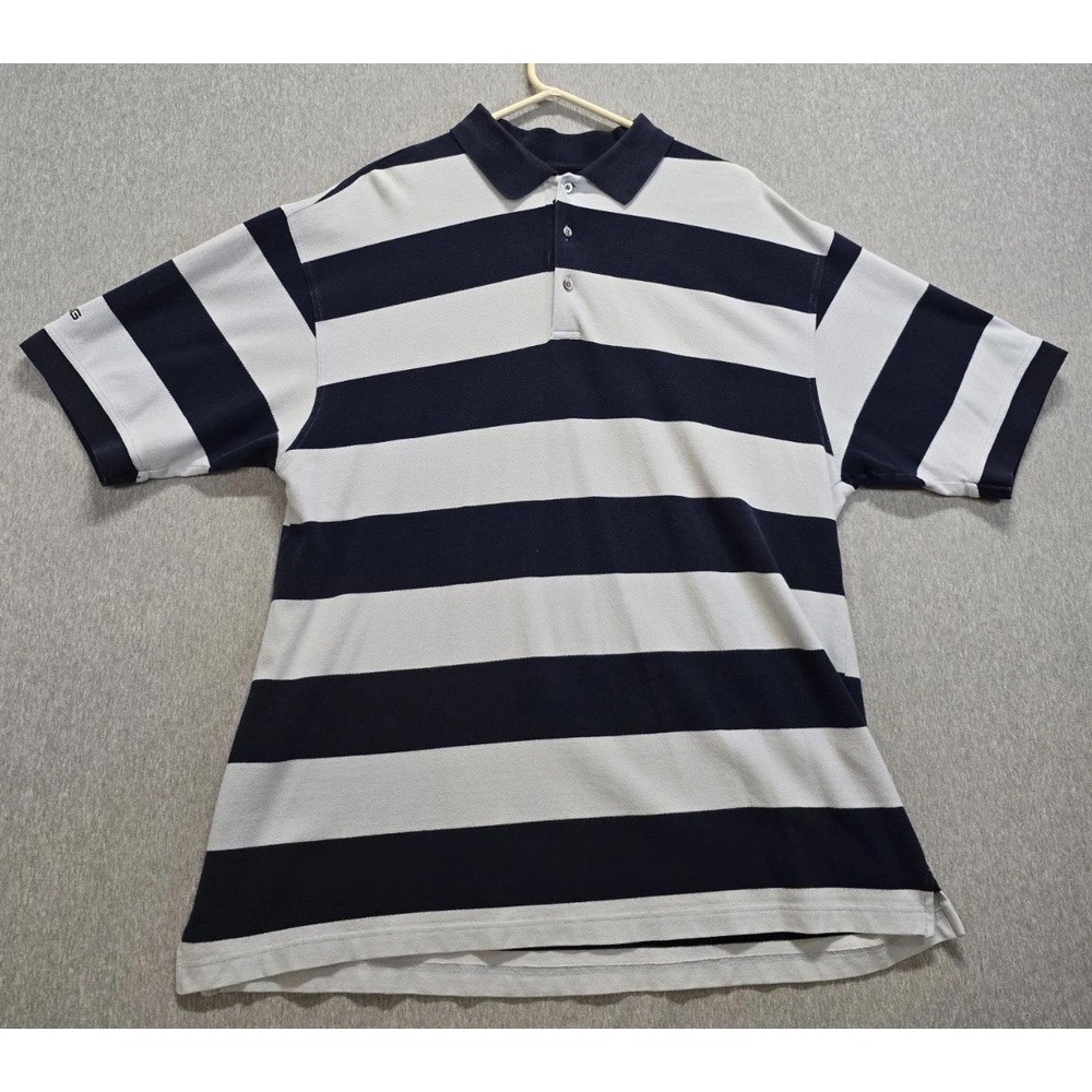 PING Collection Polo Shirt Mens XL Blue White Striped Cotton Sports Golf Classic
